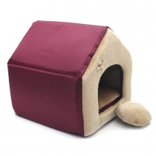 Хатка для собак і котів Zoo-hunt Хутро бордовий №1 300х330х330 мм
