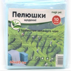 Пелюшки щоденні для собак та котів 10 шт з ароматом зеленого чаю 45х60см 