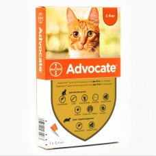 Краплі Bayer від бліх та кліщів для котів Advocate до 4 кг та тхорів 1 піпетка