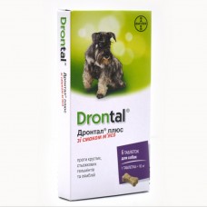 Таблетки Bayer Дронтал Drontal плюс для лікування і профілактики гельмінтозів для собак 6 таблеток 